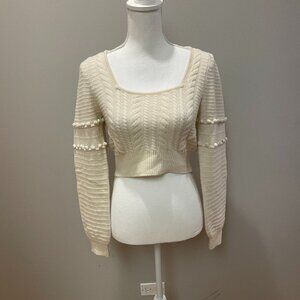 Jonathan Simkhai Beige Knit Cropped Sweater